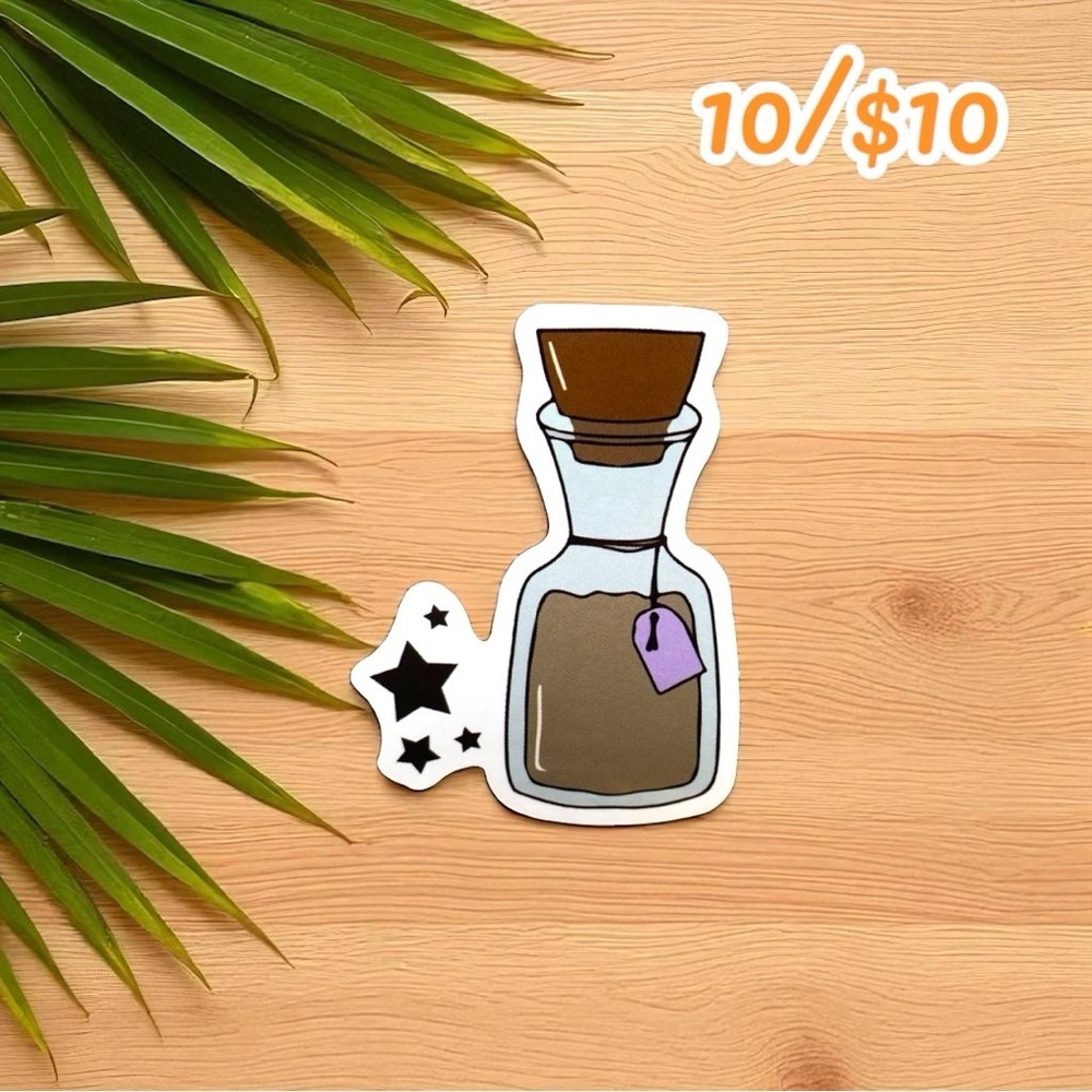 Potion Bottle with Stars Vinyl Sticker - 2 1/4” - Gloss Finish
